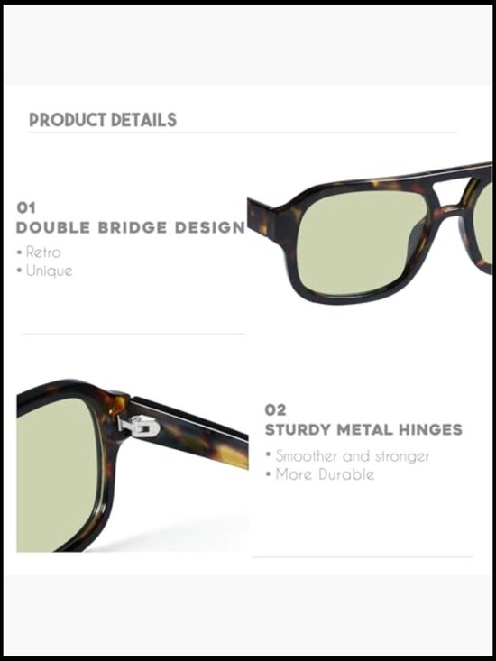 Vintage Aviator Sunglasses for Small Face Narrow Double Bridge main image 5